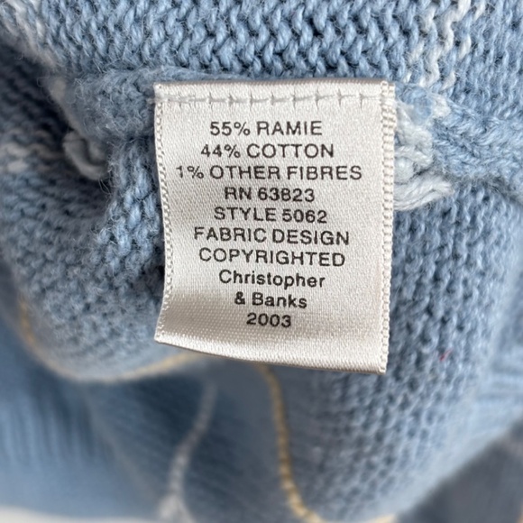 VTG 90s Granny Sweater L Embroidered Owl Hand Knit Windowpane Cottage Blue Twee - Picture 6 of 10